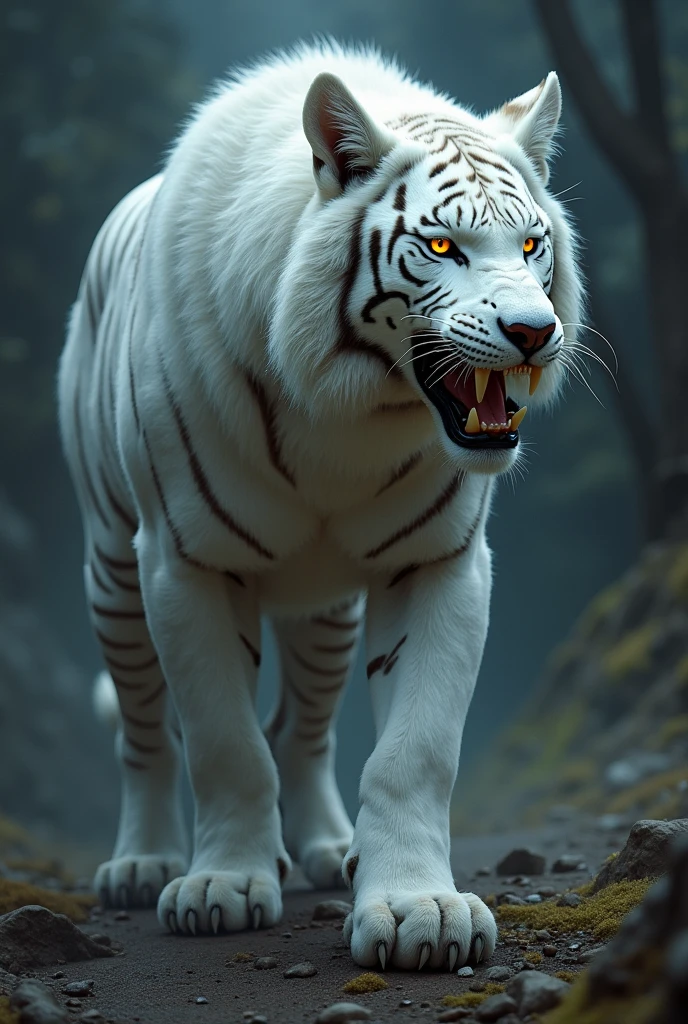 White tiger mix with  black wolf
