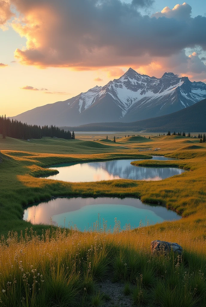 Cut to: A calm, picturesque shot of Yellowstone’s landscape at sunset]