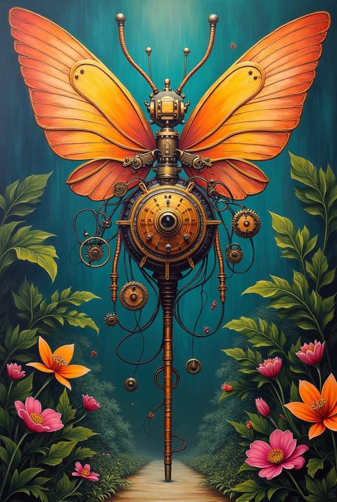 make the mix of the work "butterfly apple" by Tarsila do Amaral with the work "hospital Henry Ford" by Frida Kahlo