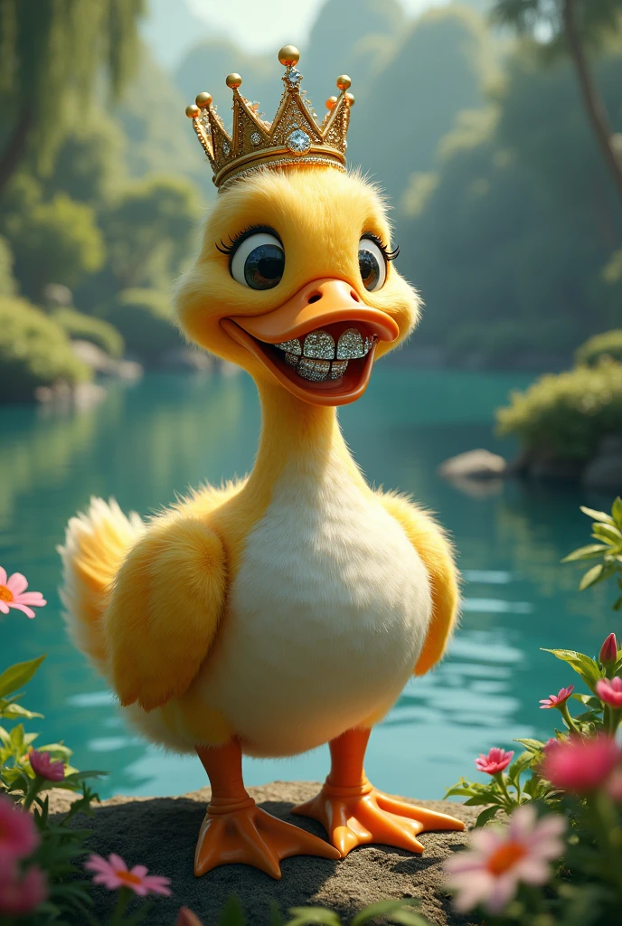 The smiling duck king with diamond teeth