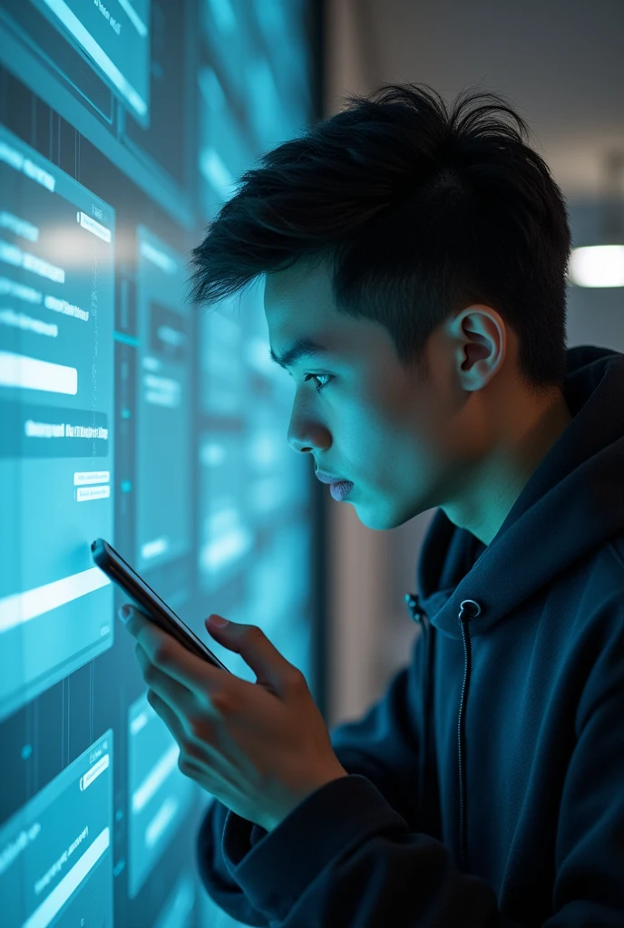 Design an image where a person communicates solely through text. Illustrate them using a smartphone or computer, with visible text messages or chat bubbles. Highlight the modern and digital aspect of texting."