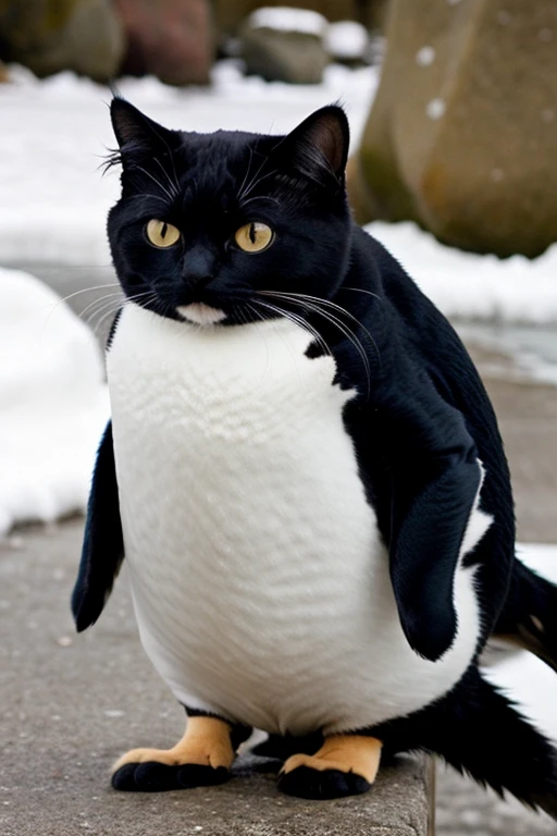 cat and penguin cute combine