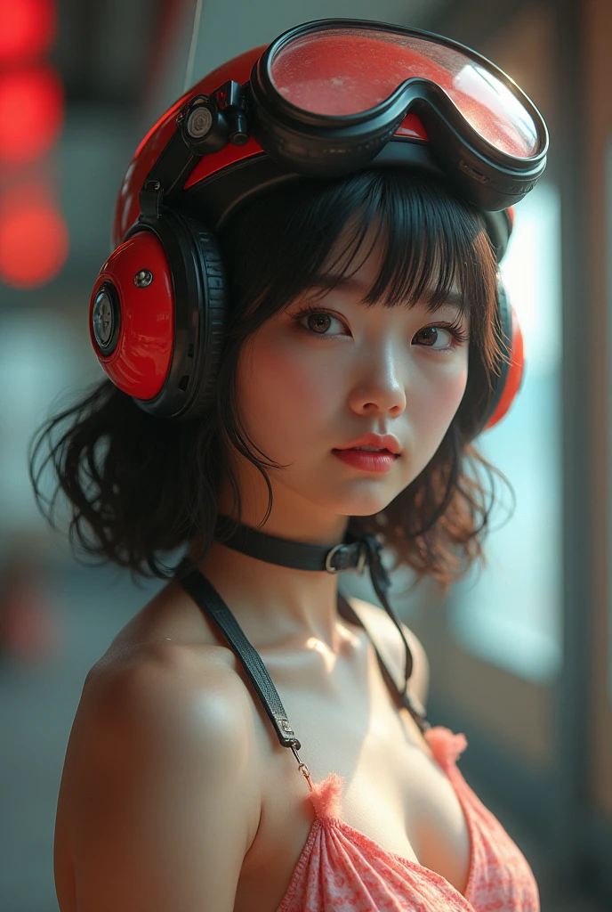 (8k, RAW photo, best quality, masterpiece), (photorealistic), outstanding details, ultra-high resolution, anatomically correct, textured skin, (Extremely precise and accurate anatomy),

(Cute Japanese girl , 20-year-old),  upper body, (bubble helmet:1.4)

(dramatic lighting), cinematic lighting, 