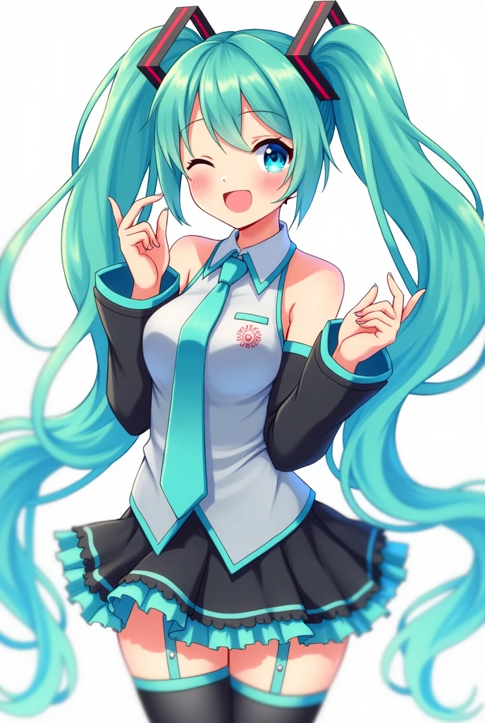 hatsune miku, 1girl, solo, long hair, smile, skirt, thighhighs, twintails, underwear, boots, green hair, belt, nail polish, bra, aqua eyes, aqua hair, garter straps, knee boots, lace, garter belt