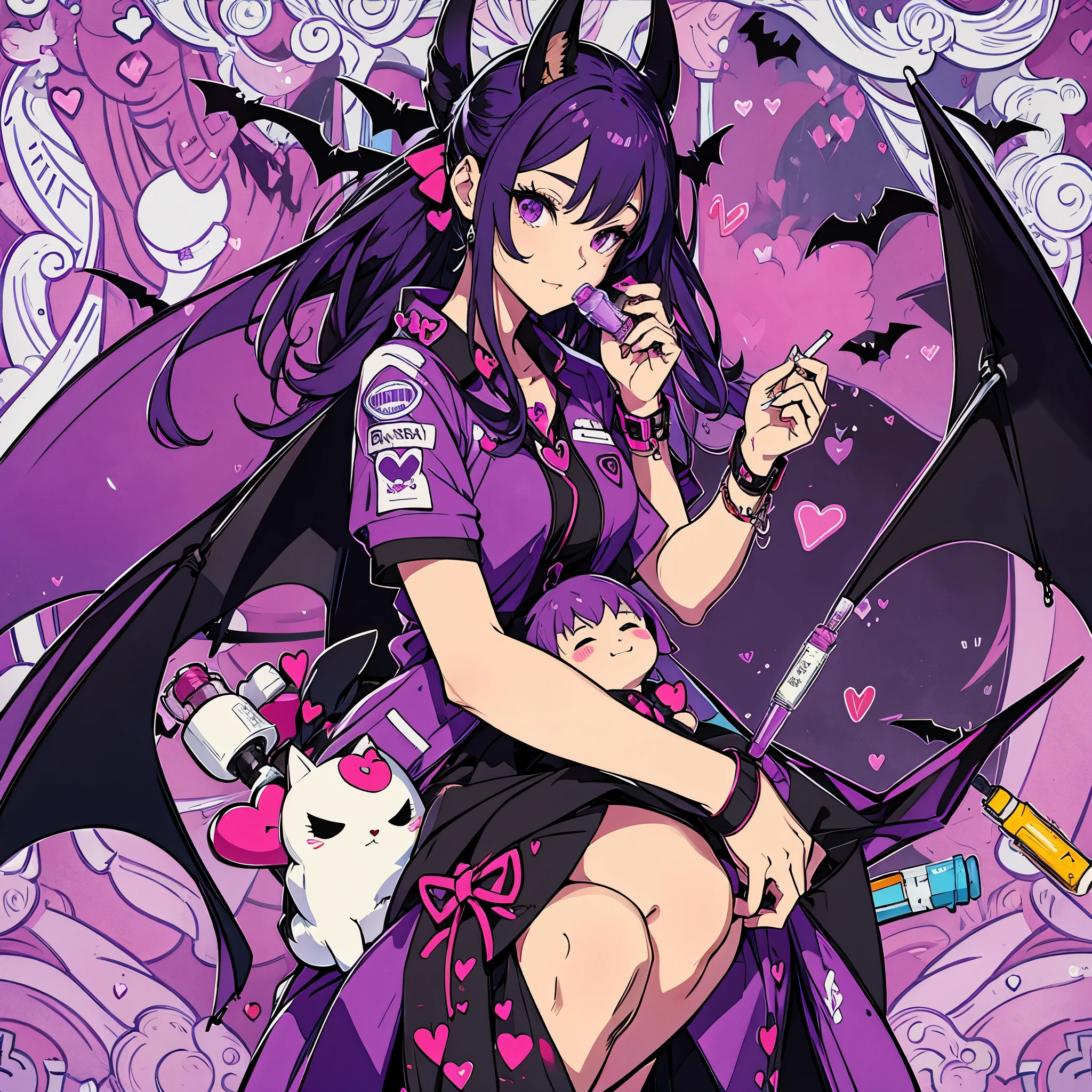 bat,purple,cute,syringe,heart