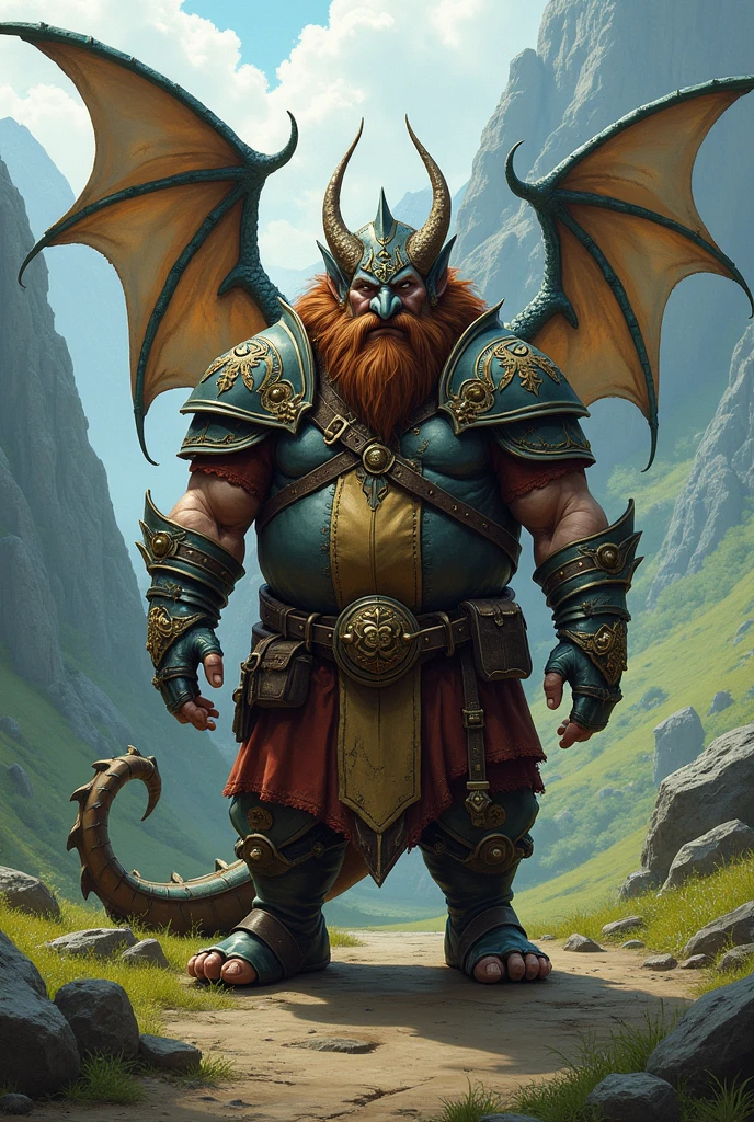 Creates the image of a dragon ( based on Charizard) dwarf, sua roupa é a de um dwarf , FantasyStyle