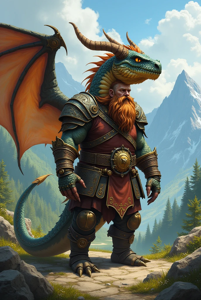 Creates the image of a dragon ( based on Charizard) dwarf, sua roupa é a de um dwarf , FantasyStyle