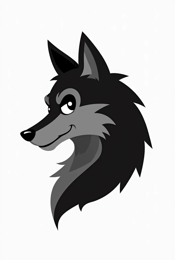 Black and White Cartoon Wolf Logo