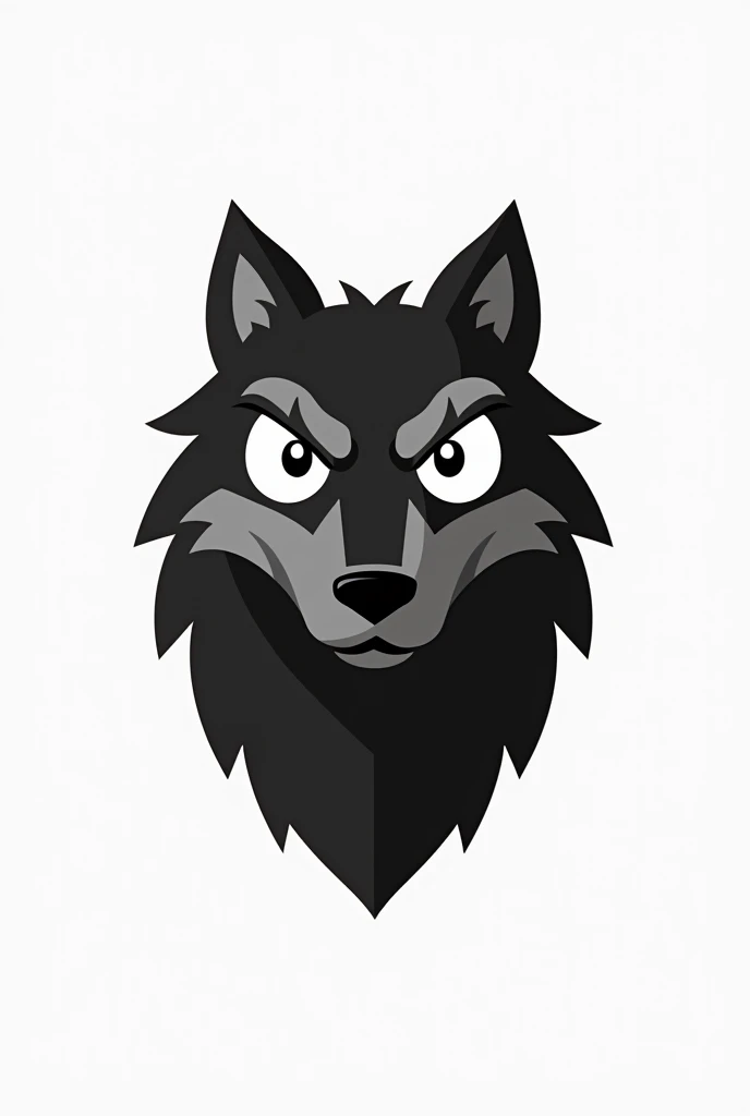 Black and White Cartoon Wolf Logo