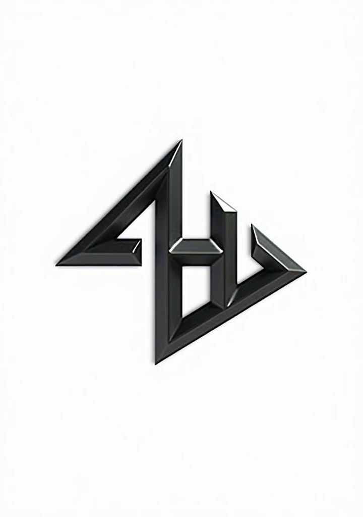 Create a 3D logo for me in the shape of the letter H and the number 4.