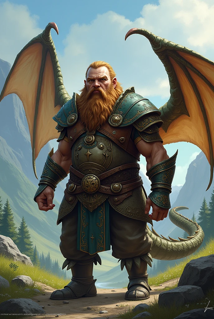Creates the image of a dragon ( based on Charizard) dwarf, sua roupa é a de um dwarf , FantasyStyle  