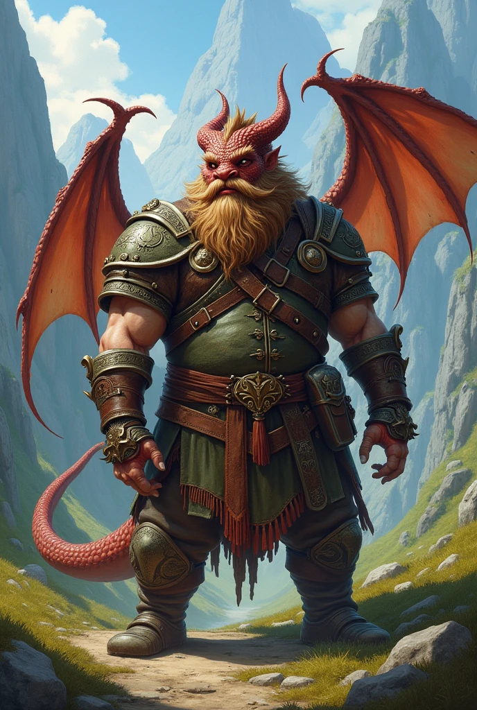 Creates the image of a dragon ( based on Charizard) dwarf, sua roupa é a de um dwarf , FantasyStyle