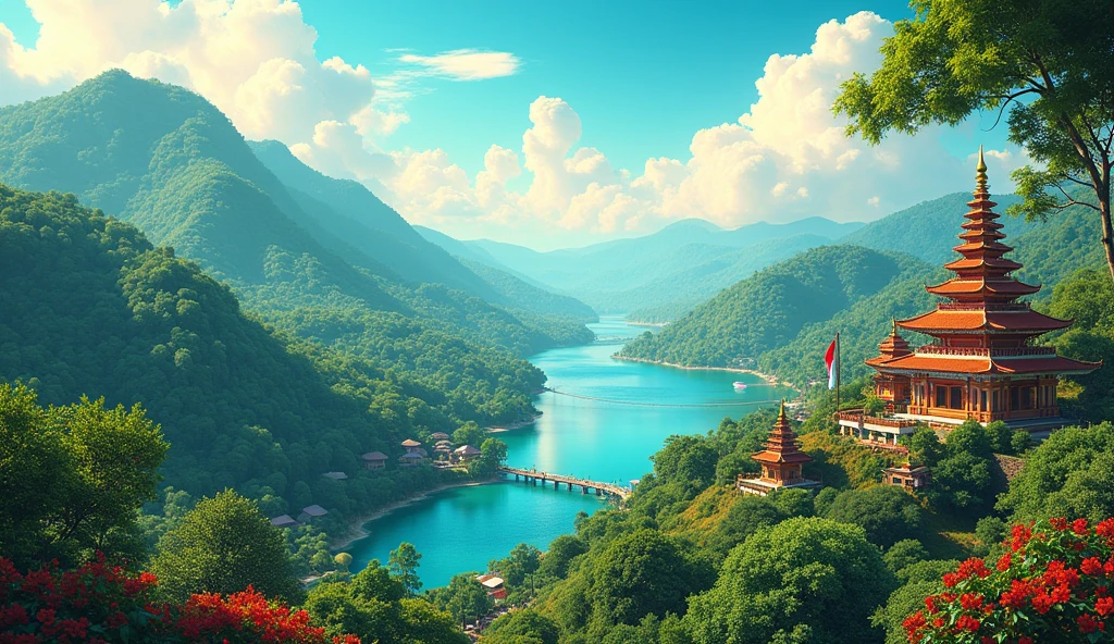 background, colorful, varied, for the 17 indonesia independence day, landscapeimage, size 3x6
