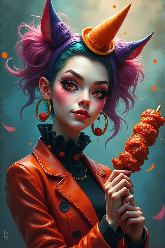 Kiki Butovisk holding a meat skewer