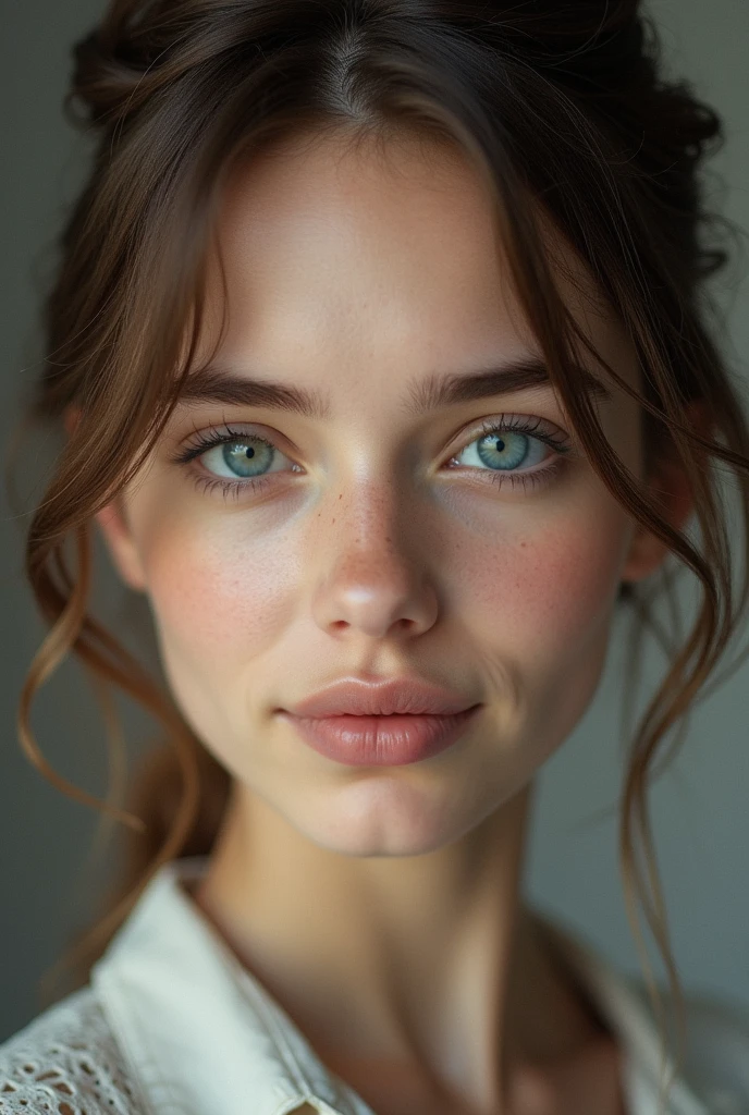 very detailed, , visage innocent et dominatrice, naturally wavy hair, blue eye, high resolution, head of'artwork, best quality, intricate details, very detailed, sharpness, detailed skin, texture de peau realistic, texture, detailed eyes, professionnel, 4K, charming smile, prise avec Canon, 85mm, Slight depth of field, kodak vision color, corps parfaitement ajusté, extremely detailed , la photographie_\(ultra\), photorealistic, realistic, Post-traitement, maximum detail, roughness, real life, Ultrarealistic, photorealism, la photographie, 8k uh, la photographie,