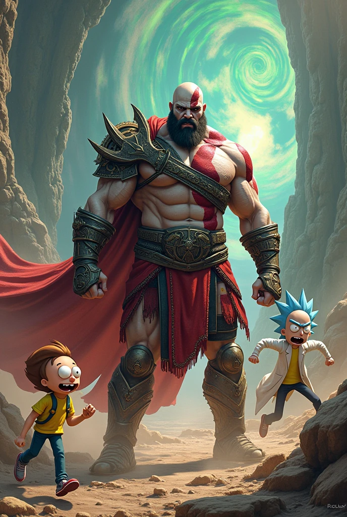 Classic Kratos vs. Rick and Morty Universe
