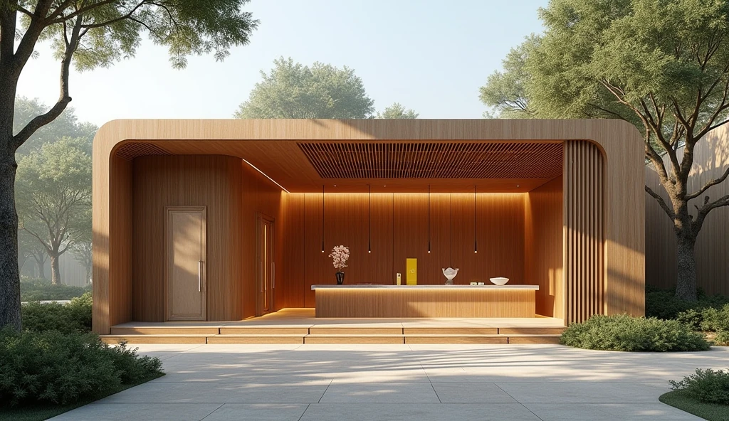 "Zuijiangyue" architectural store design,Mainly new Chinese wooden style,Makeup product store,There is a fragrance art exhibition area,Need store exterior design,The store name is Loewe and "Drunk River Moon" Please help me display the entire store