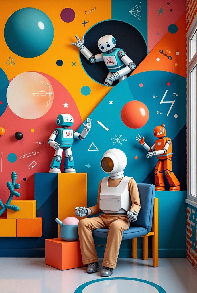 Create a not-so-complicated mural to draw that involves math, geometry, robotics and physics
