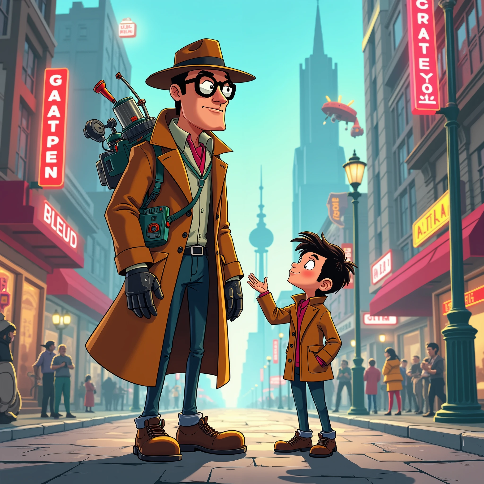 inspector gadget and your son, 2d style animation, disney