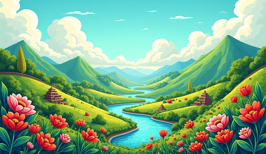 background, colorful, doodle, for the 17 indonesia independence day, landscapeimage, size 3x6