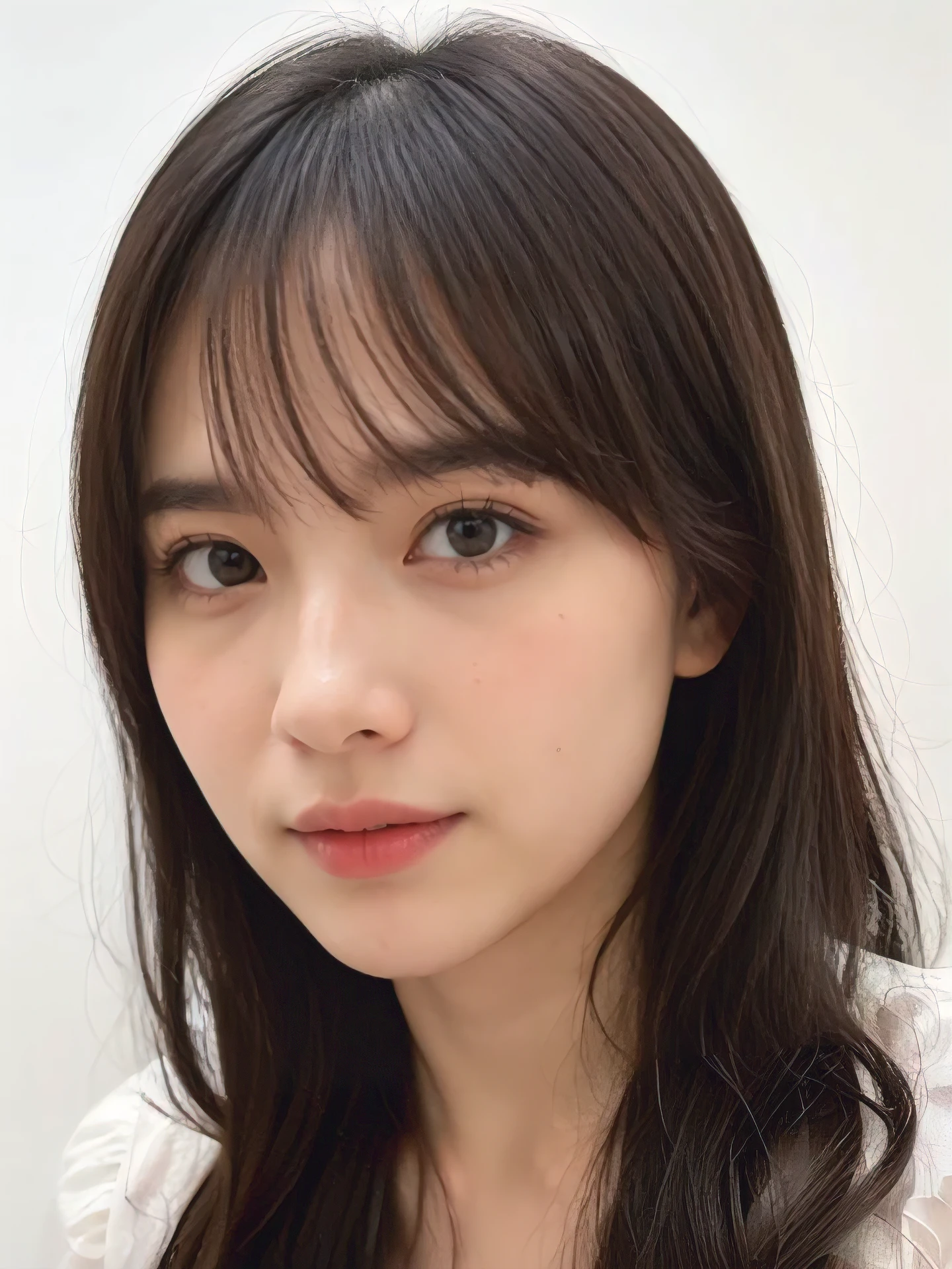 1girl, 25years old woman, cute face, Small breasts, medium breasts, large breasts, beautiful face, (perfectly detailed face), ((looking at viewer)), Simple Background, ((white background)), ((white wallpaper)), White skin, (bright lighting:1.2), perfect lighting, photorealistic, (bokeh), UHD, anatomically correct, highres