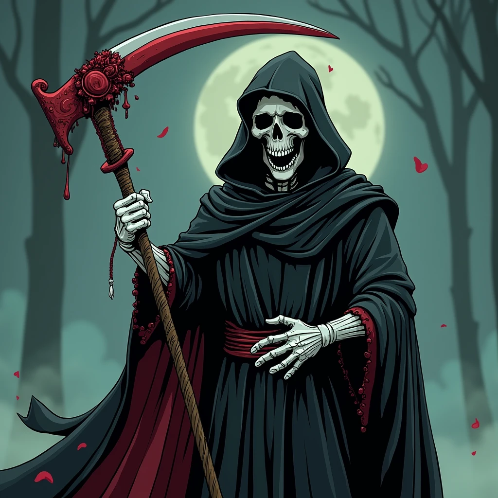 Grim reaper cartoon image album cover