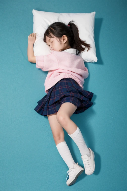 Lovely and cute cute kawaii elementary school first grade girl full body sleeping