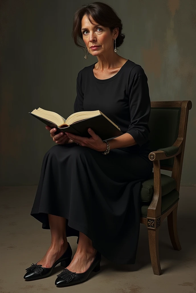 Quiteria Campolargo 50 years old Hair in a loose bun Dress that is more closed and black Jewelry A more closed and medium heel Insider book in Antares
(imageio)