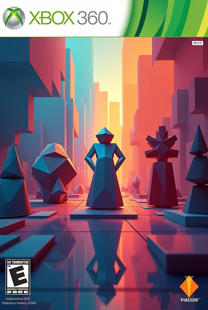 Create the cover of an Xbox 360 game that has to do with geometric figures that has the cover like an Xbox 360 game