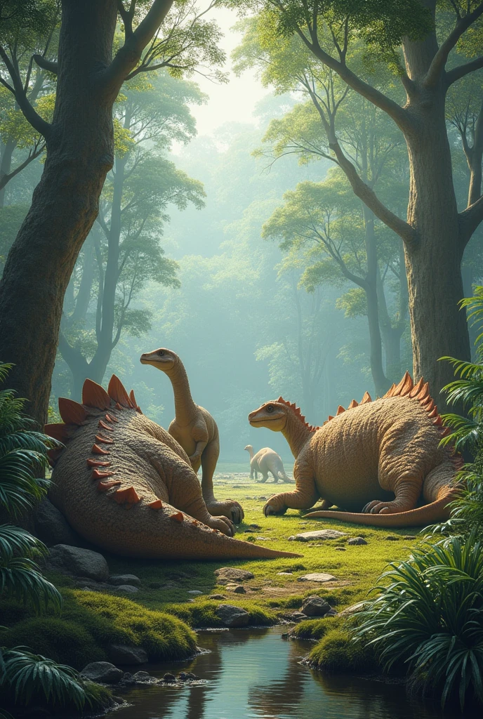 Dinosaurs lying on the ground