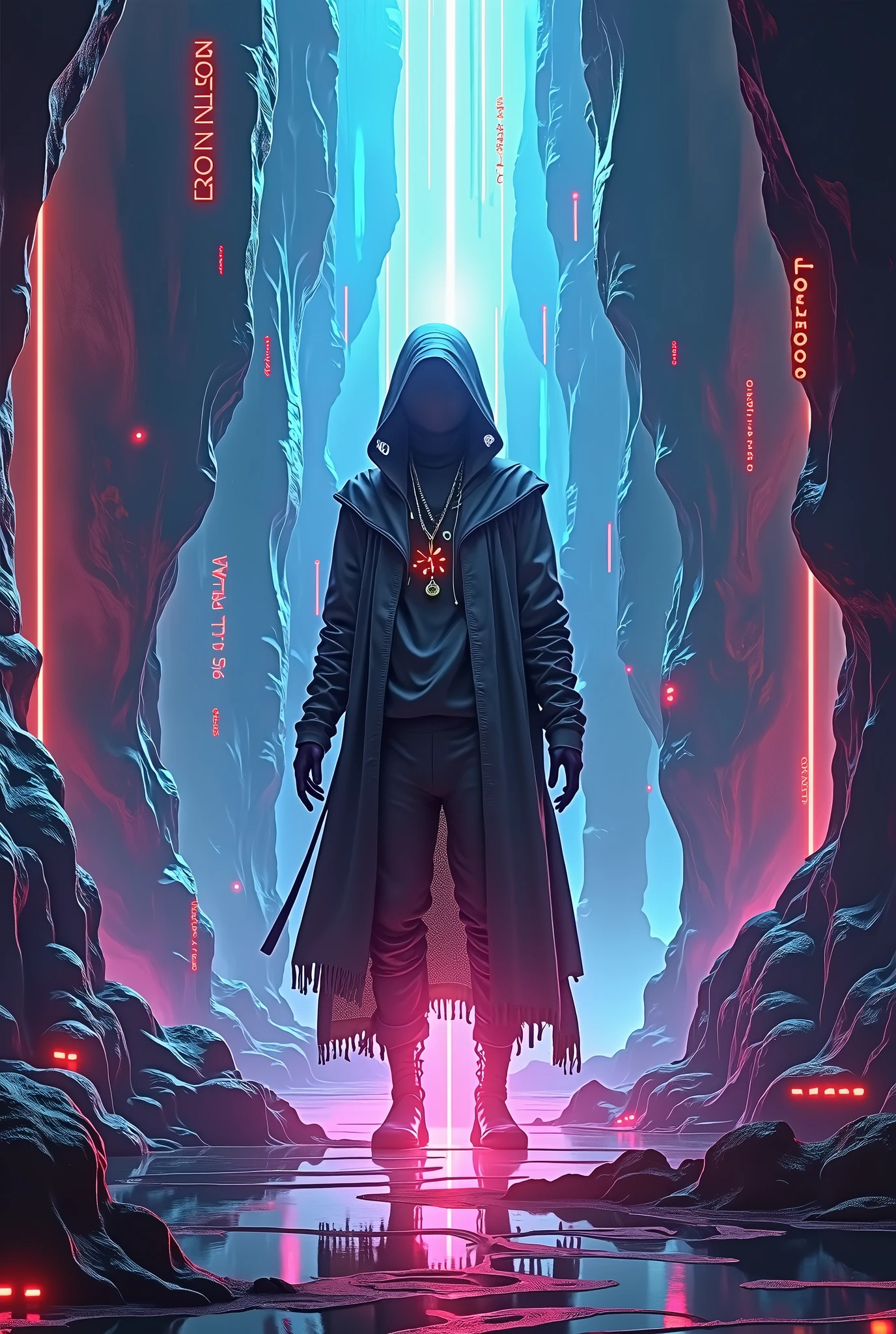 Digital Shrine、Image of metacognition、cyber punk、Abstract、Reality、neon、graphic