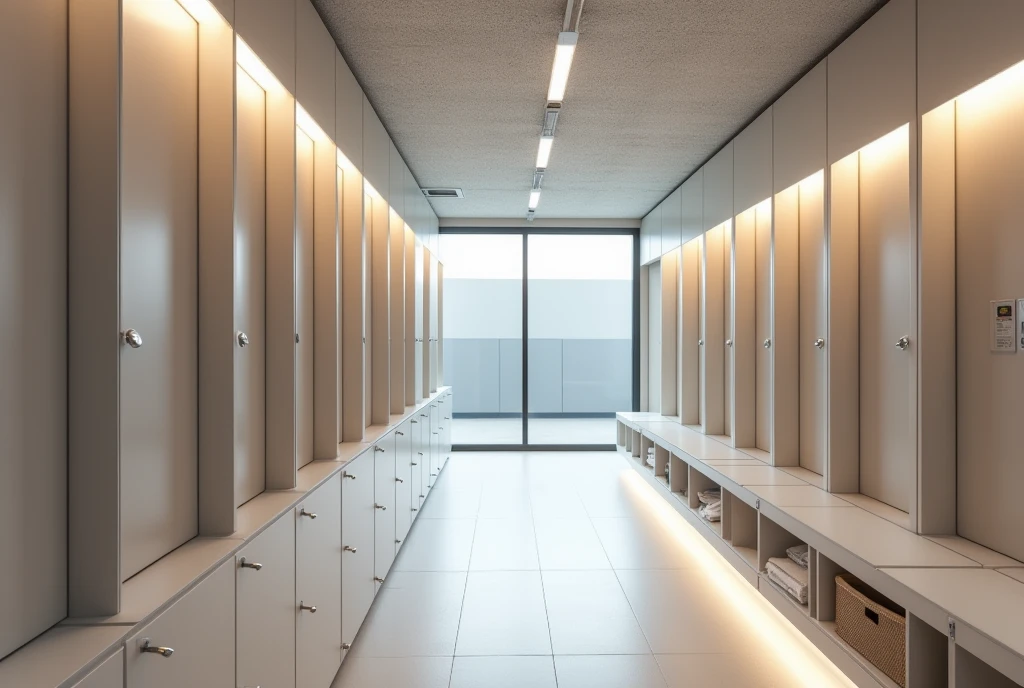 Changing room, sporty style, modern, empty