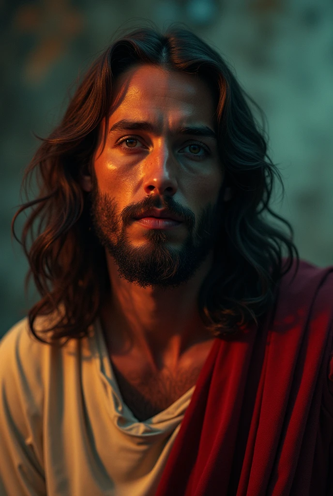 jesus, cinematic lighting, 1980s video, realistc
