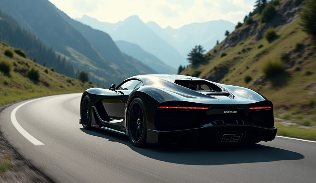 A beautiful Bugatti La Voiture Noire car on the road, I want to see it in full view