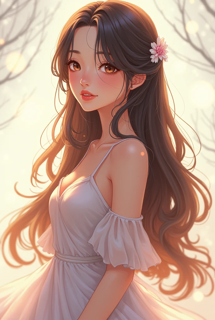 anime 2D long hair woman