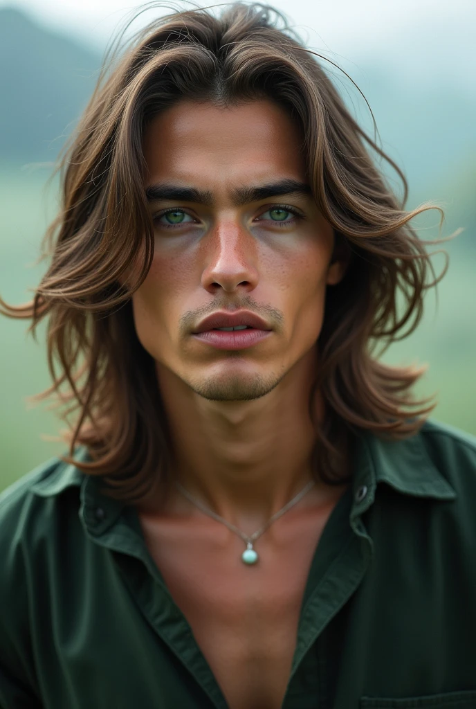 A beautiful young man , green eyes,long hair , 2,
Panoramic