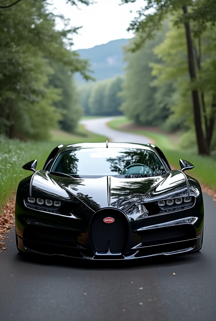 A very beautiful Bugatti La Voiture Noire car on the road, I want to see it in full view