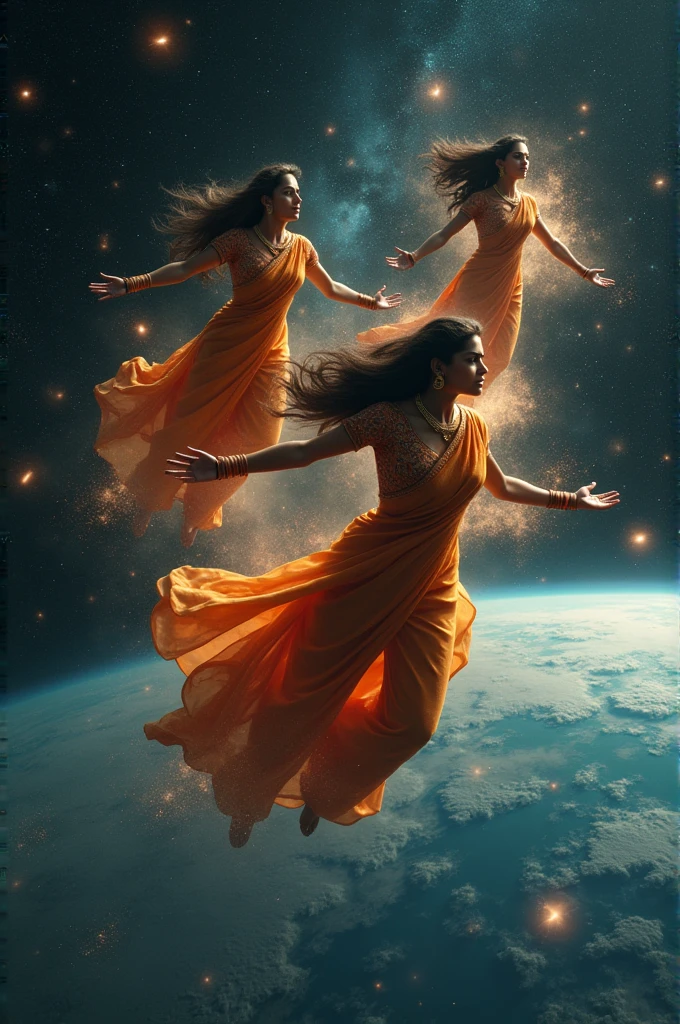 Flying indian women in space