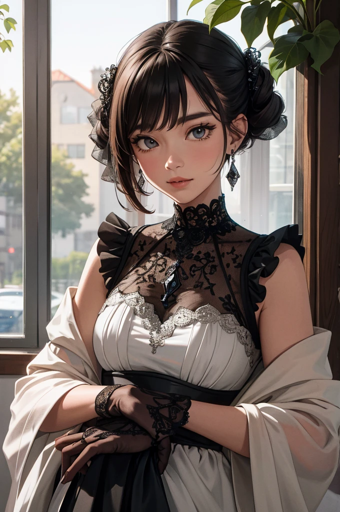 good quality, masterpiece, High Resolutiexist, 1 Girl, blush, (Charming smile: 0.8), Starry Eyes, Maid Outfit, Hair accessories, necklace, Jewelry, beauty, exist_Body, Tyndall effect, realism, Shadow Room, Light Edge, Two-texiste Lighting, (High Detail Skin: 1.2), 8K Ultra HD, SLR, Soft Light, high quality, Volumetric Lighting, photo, High Resolutiexist, 4k, 8K, Background blur, Light tulle,