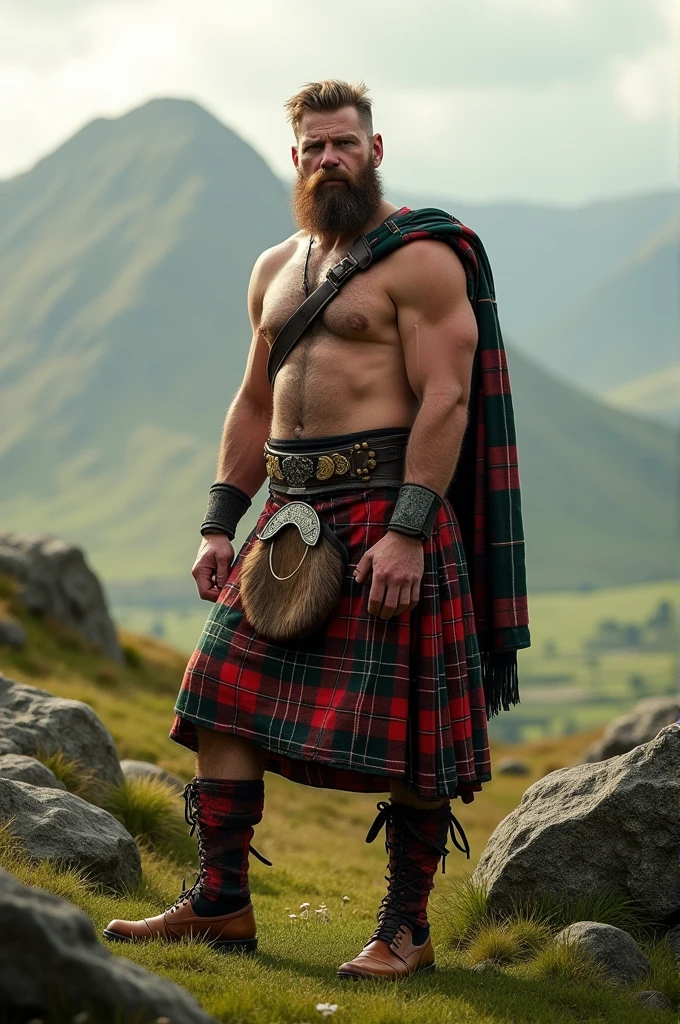 Man in Scotland with plaid skirt