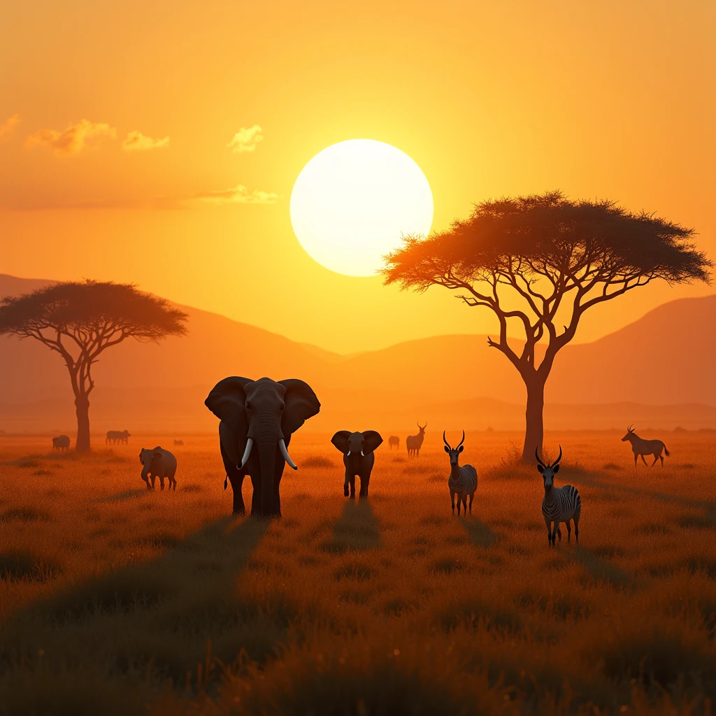 Dawn in the African savannah