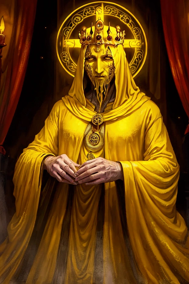 a painting of hastur the king in yellow, yellow-robed, king in yellow, hastur the king in yellow, , portrait of hastur the king in yellow, the king in yellow,honoring  hastur the king in yellow artwork