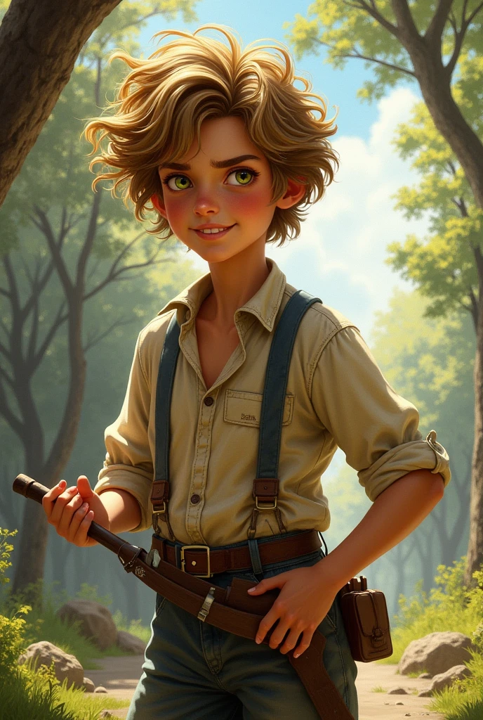 Tom Sawyer
Physical Appearance:
Age: Around .
Build: Tom is a typical boy of his age, lean but athletic, with a lot of energy and curiosity.
Hair: Light brown or blonde, usually tousled and somewhat unruly, reflecting his adventurous and carefree nature.
Eyes: Often depicted as bright and expressive, with a mischievous glint that mirrors his playful personality.
Personality:
Traits: Tom is imaginative, adventurous, and sometimes rebellious. He has a knack for getting into trouble but also for finding creative solutions. His sense of adventure often leads him into exciting and risky situations.
Behavior: He is charismatic and persuasive, often leading his friends into new escapades. Tom is also known for his charm and cleverness, which he uses to manipulate others and get his way.
Values: He values freedom, excitement, and fun, sometimes at the expense of responsibility. However, he also shows loyalty to his friends and a sense of justice.
Typical Attire:
Clothing: Tom usually wears worn and practical clothing suited for his outdoor adventures. This includes a simple, often patched-up shirt (sometimes white or light-colored) and a pair of shorts or trousers. His clothes are typically rugged and show signs of wear from his various escapades.
Accessories: He may be seen with a hat (sometimes a straw hat) and often carries items related to his adventures, such as a slingshot or a stick.