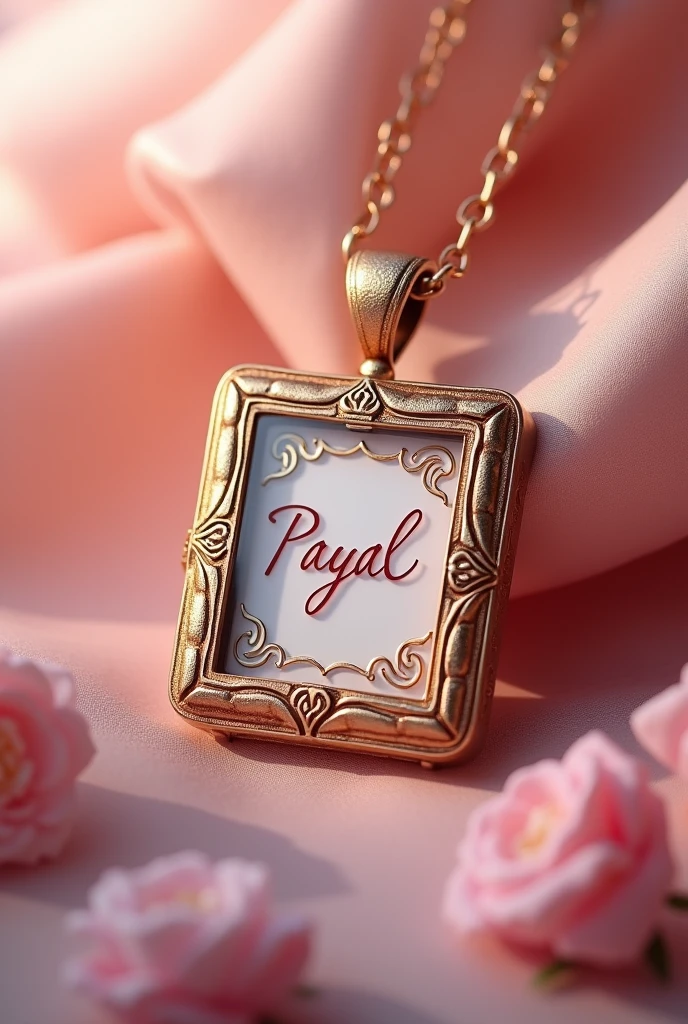 RECTANGLE LOCKET And creat a name PAYAL WITH HEART
