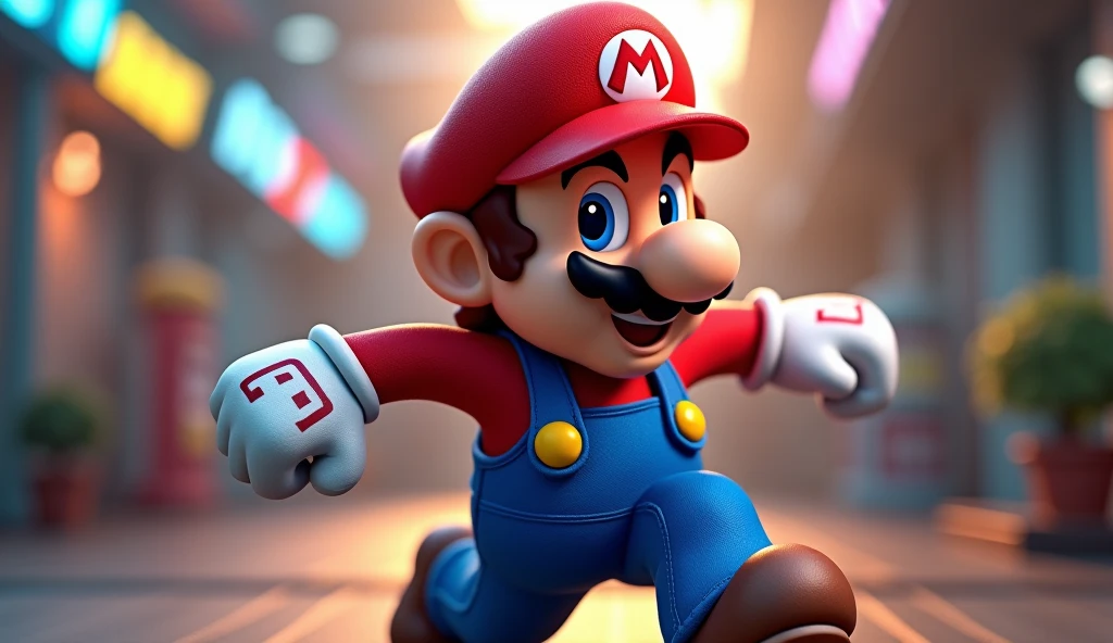 3D high resolution ultra detailed 8K super mario character, extremely detailed video game character, photorealistic, hyper realistic, intricate details, dynamic action pose, vibrant colors, volumetric lighting, cinematic lighting, studio lighting, depth of field, bokeh, masterpiece