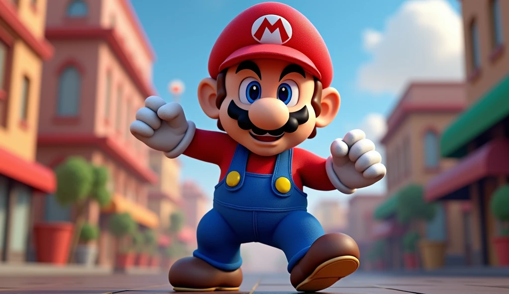 3D high resolution ultra detailed 8K super mario character, extremely detailed video game character, photorealistic, hyper realistic, intricate details, dynamic action pose, vibrant colors, volumetric lighting, cinematic lighting, studio lighting, depth of field, bokeh, masterpiece