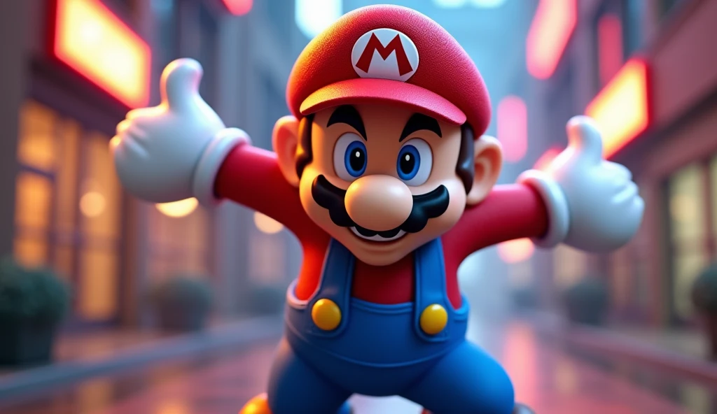 3D high resolution ultra detailed 8K super mario character, extremely detailed video game character, photorealistic, hyper realistic, intricate details, dynamic action pose, vibrant colors, volumetric lighting, cinematic lighting, studio lighting, depth of field, bokeh, masterpiece