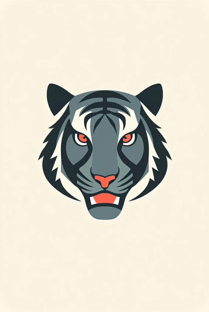 A logo of a tiger in a simple form and from a frontal view with no background