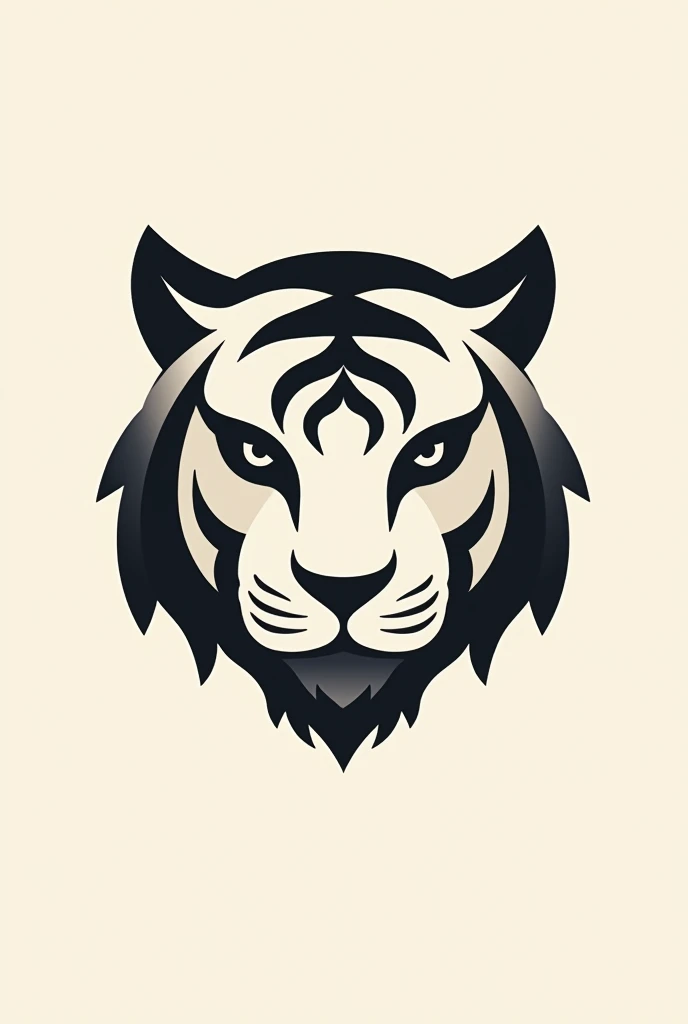 A logo of a tiger in a simple form and from a frontal view with no background