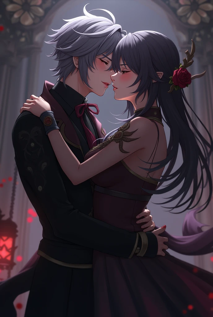 Scaramouche and freminet kissing genshin impact